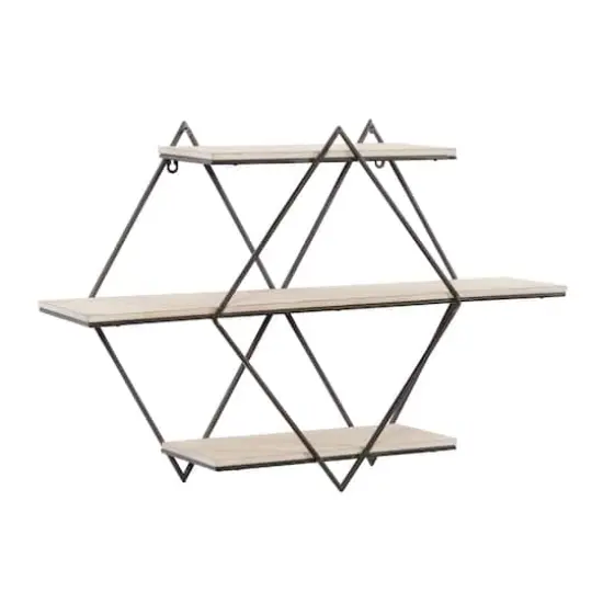 Brown Wood Contemporary Wall Shelf, 20" x 30" x 7" {3}