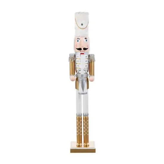 Glitzhome&reg; 35.75"H Wooden Christmas Gold Dressed Soldier Nutcracker {1}