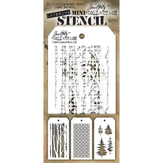 Stampers Anonymous Tim Holtz&reg; Mini #21 Layering Stencil Set {1}