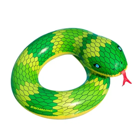 Swimline 28" Green & Yellow Snake Swimming Pool Inner Tube Float {1}
