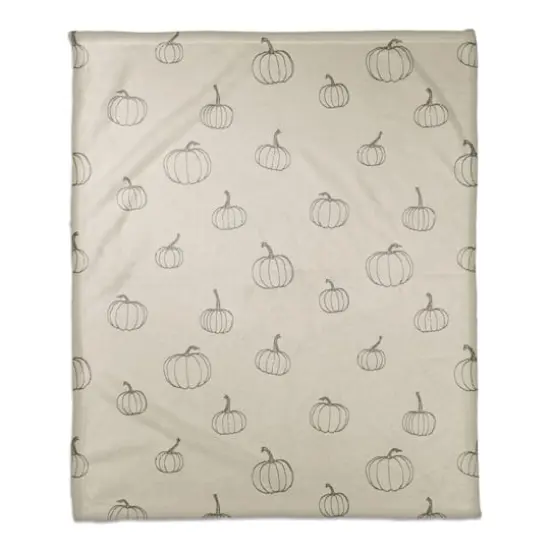 Gray Mini Pumpkin Patterned Coral Fleece Blanket {1}