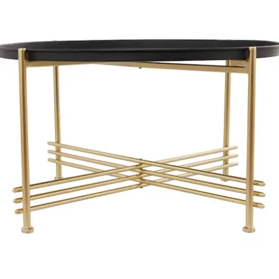 33" Gold & Black Metal Modern Coffee Table {4}