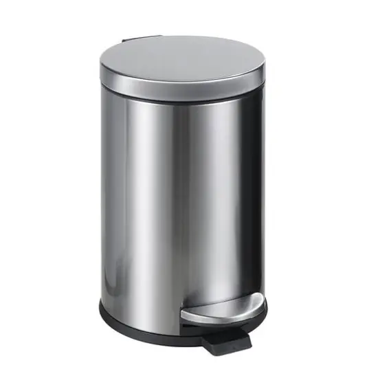SunnyPoint Round Trash Can Satin Nickel {2}