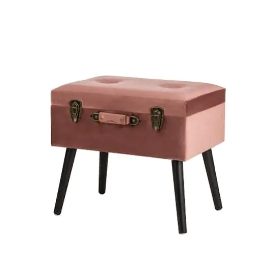 Glitzhome&reg; Velvet Upholstered Storage Stool Pink Clay {1}