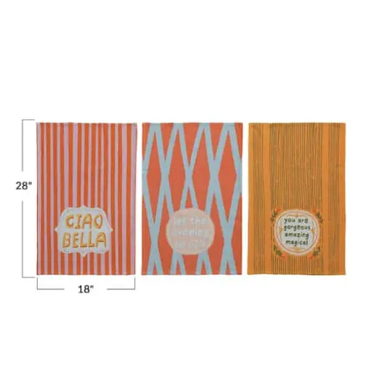 Hello Honey&reg; Multicolor Patterned Cotton & Linen Tea Towel Set {4}