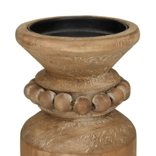 Brown Wood Traditional Candle Holder Set {5}