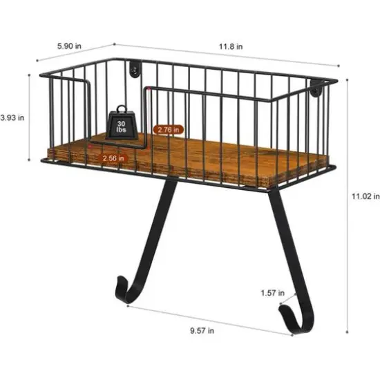 NEX&trade; Black Wall-Mounted Y-Leg Ironing Board Hanger with Storage Basket {3}