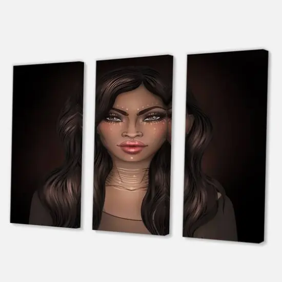 Designart - Portrait of African American Woman IV - Modern Canvas Wall Art Print {1}