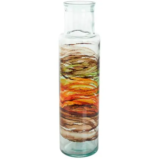 22" Multicolor Swirl Glass Cylinder Vase {8}