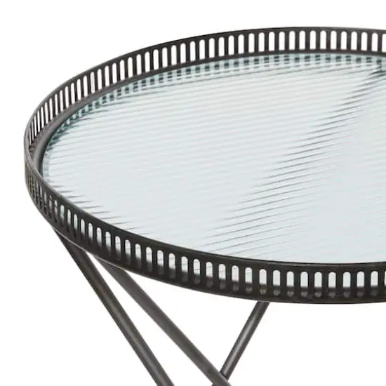 Gray Round Metal Industrial Accent Table Set {4}