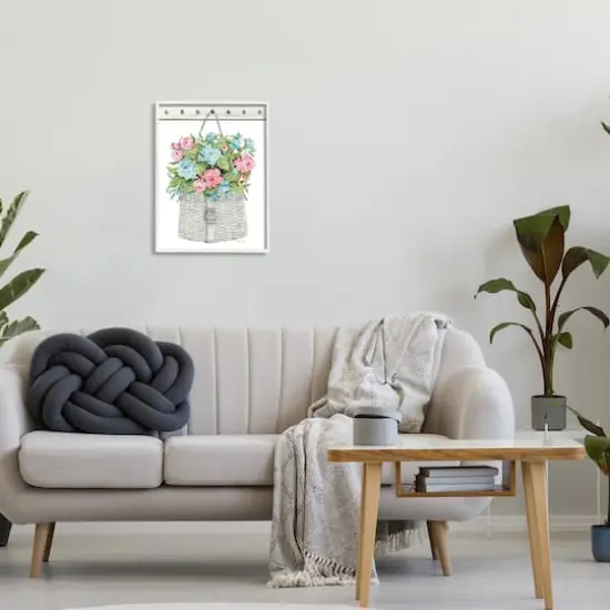 Stupell Industries Blue And Pink Blooming Roses Spring Plant Basket Framed Giclee Art White {3}