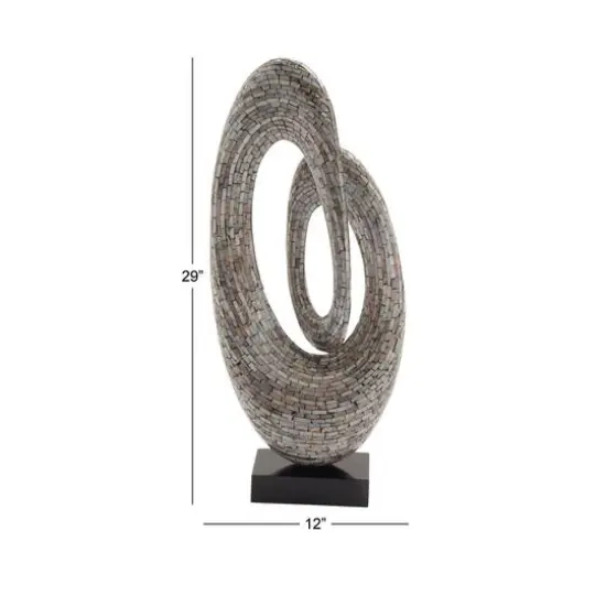 29" Gray Mother of Pearl Abstract Sculpture {7}