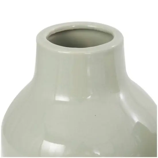 8" Green Ceramic Minimalistic Rounded Vase Set {7}