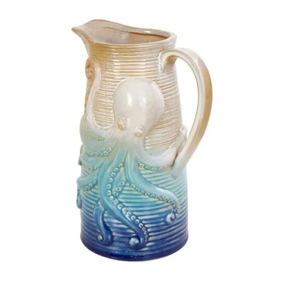 Blue Ombre Ceramic Octopus Vase Set {6}