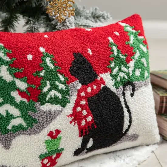 Glitzhome&reg; Hooked Christmas Cat Pillow {5}