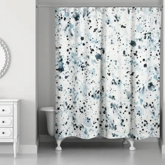 Speckled Shower Curtain Blue and Navy {3}