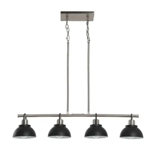 Hello Honey&reg; Robert Stevenson Lighting Walsh Metal 4-Light Linear Chandelier with Shades Black/Brushed Nickel {11}