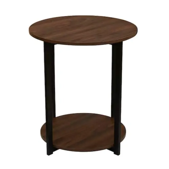Household Essentials Jamestown 24" Round End Table Mid Century Walnut {13}