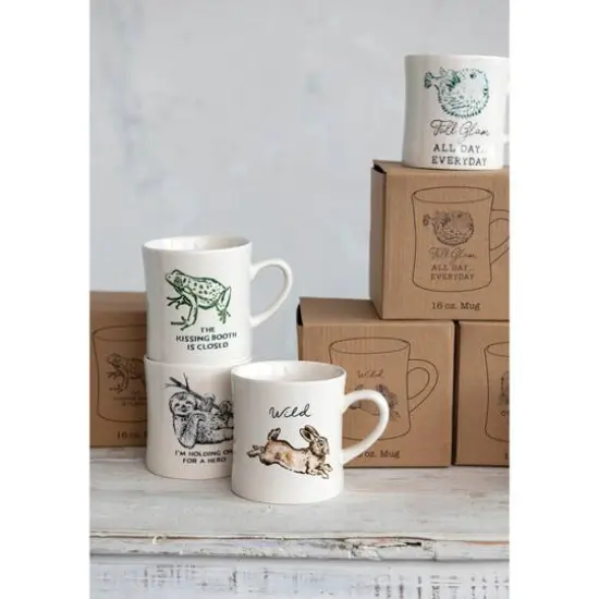 Hello Honey&reg; 12oz. Animal Print Stoneware Mug & Storage Box Set {3}