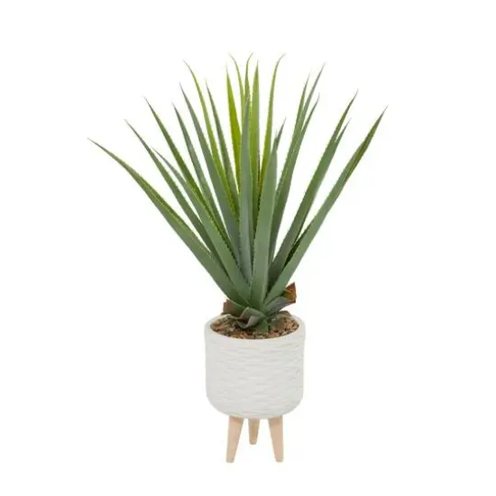 3ft. Potted White Plastic Modern Aloe Vera Artificial Foliage {1}