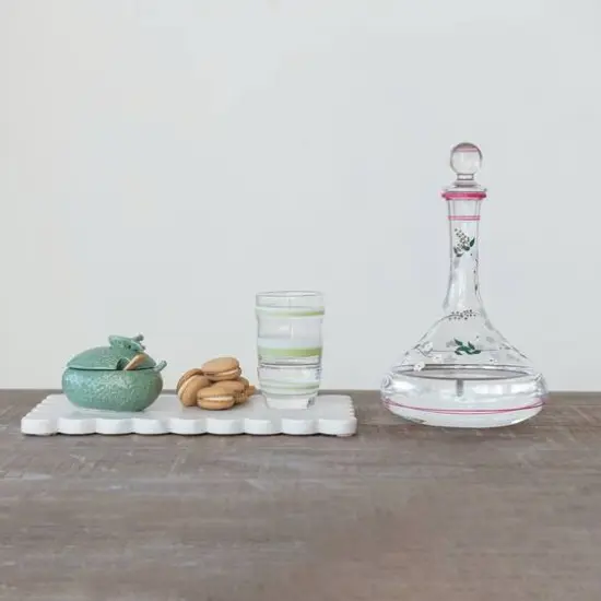 Hello Honey&reg; 5" Green & White Striped Drinking Glass, 4ct. {6}