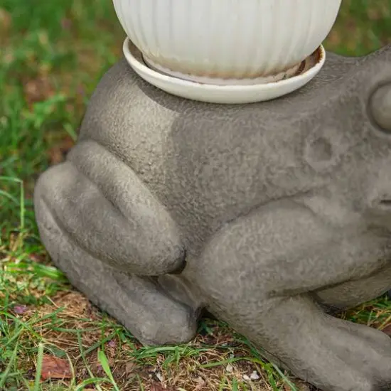 Glitzhome&reg; 15.25" Frog Garden Statue Planter Stand {9}