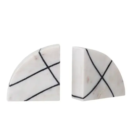 Hello Honey&reg; 6" White & Black Marble Bookends Set {1}