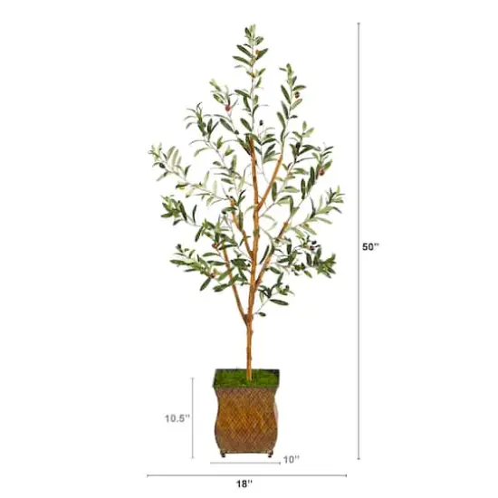 4ft. Olive Artificial Tree in Metal Planter {3}