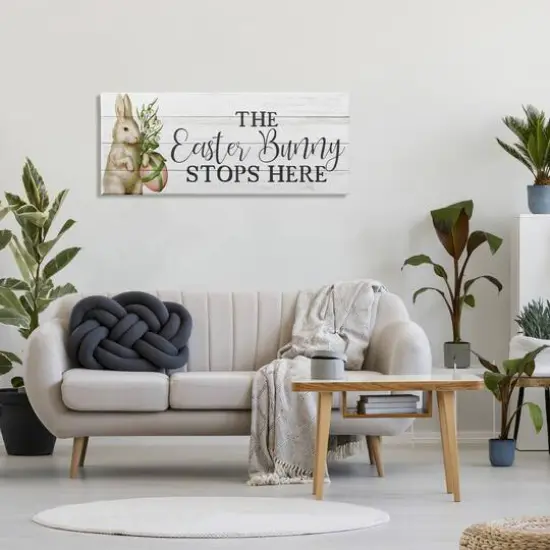 Stupell Industries Easter Bunny Stops Here Country Grain Pattern Phrase Canvas Wall Art {3}