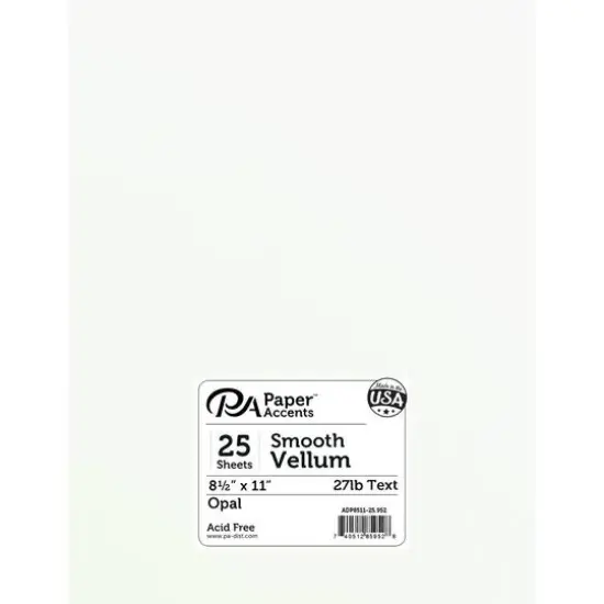 PA Paper&trade; Accents 8.5'' x 11'' 27lb. Smooth Vellum Paper, 25 Sheets Opal {1}