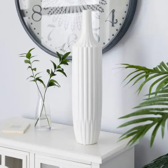 23" White Ceramic Modern Vase {7}