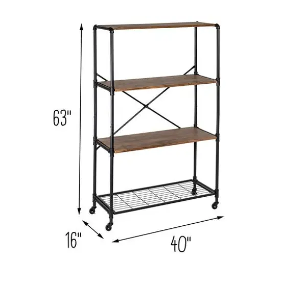 Honey Can Do 4-Tier Industrial Rolling Bookshelf {6}