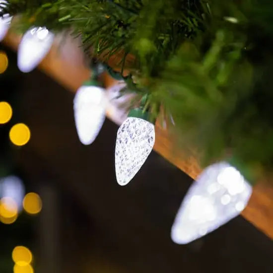 100ct. Faceted LED C9 Christmas String Lights Pure White {7}