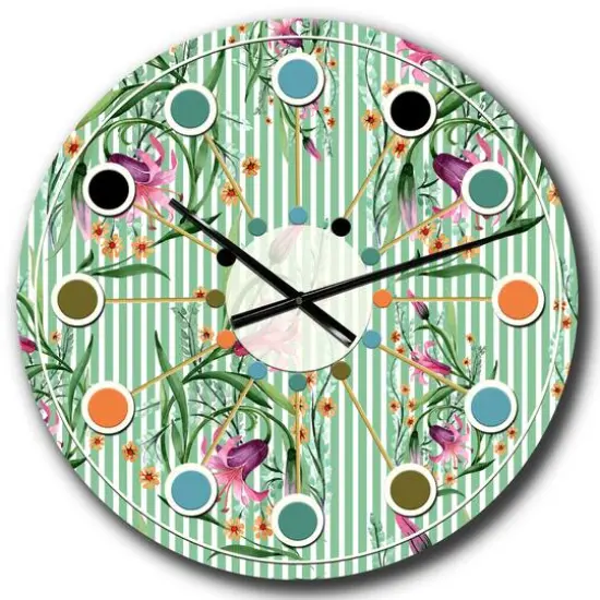 Designart 'Floral Botanical Retro Ix Mid-Century Modern Wall Clock {1}