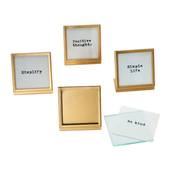 Hello Honey&reg; 4 Pack Metal & Glass 3" Square Frame with Easel & Saying {3}