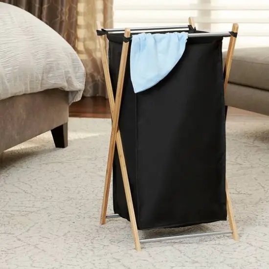 Household Essentials Small Black Collapsible X-Frame Laundry Basket {3}
