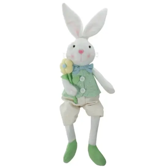24" White & Green Boy Easter Bunny Figure {1}