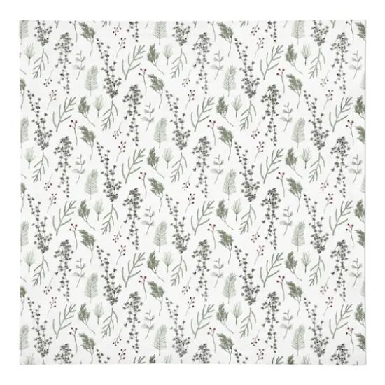 Pine Greenery on White Cotton Twill Napkin {1}