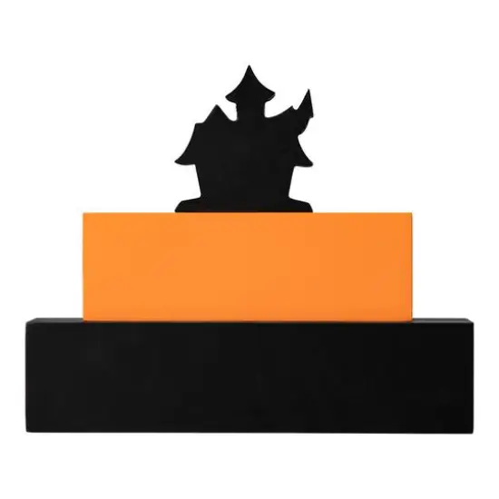 Glitzhome&reg; 9.5" Happy Halloween Haunted House Block Sign {8}