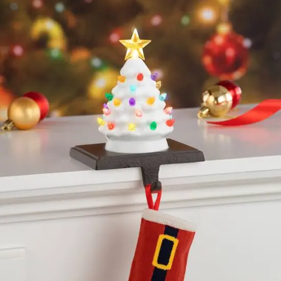White Tree Illuminated Stocking Hanger {3}