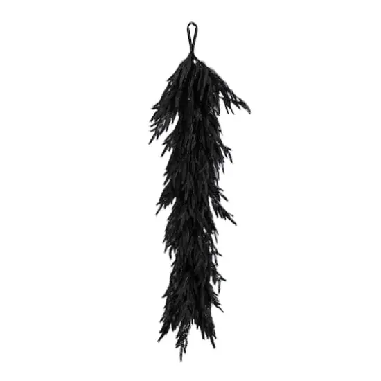 4ft. Artificial Real Touch Halloween Black Norfolk Island Pine Garland with Natural Look {4}