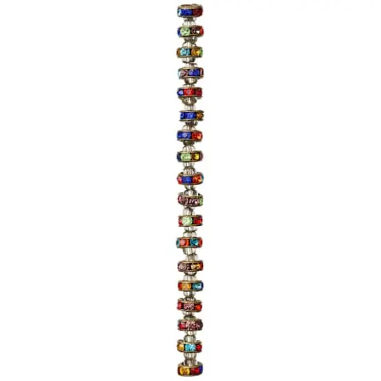Multicolor Rhinestone-Studded Metal Rondelle Beads, 8mm by Bead Landing&trade; {4}