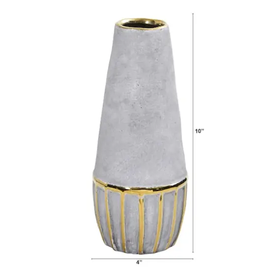 10" Regal Stone Decorative Vase with Gold Accents {3}