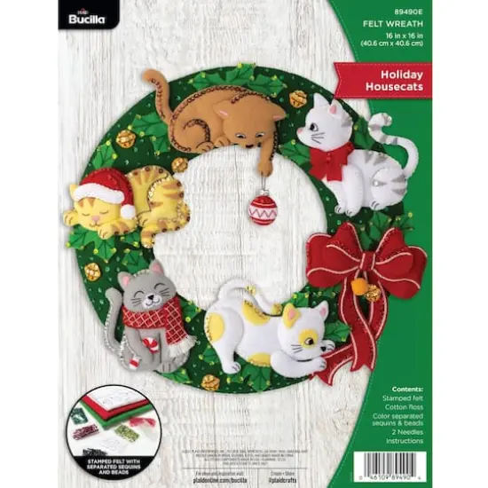 Bucilla&reg; Holiday Housecats Wreath Felt Door Stopper Kit {1}