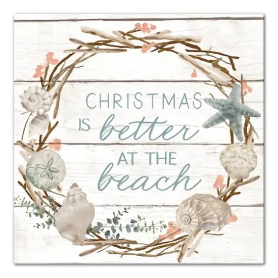 16" Christmas is Better at the Beach Canvas Wall D&eacute;cor {1}