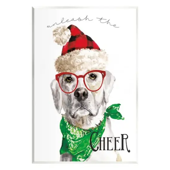 Stupell Industries Unleash The Cheer Holiday Dog Wall Plaque Art {1}