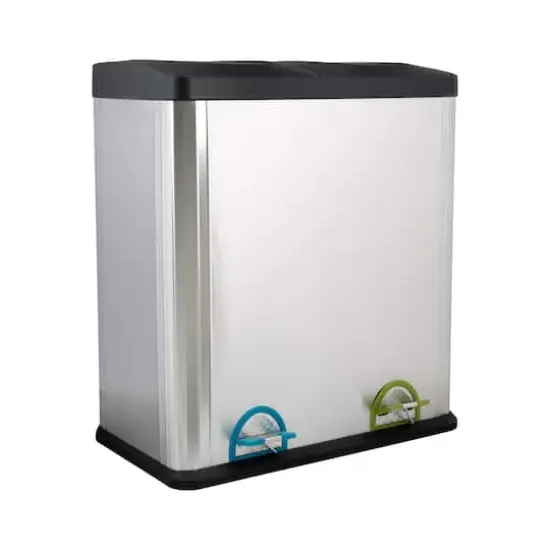 Organize It All Dual Compartment Stainless Recycle Bin {1}