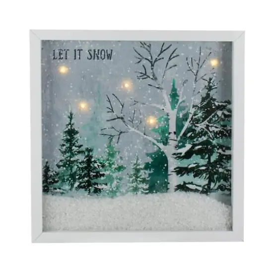 10" LED Lighted Let it Snow Winter Forest Christmas Wall Art {1}