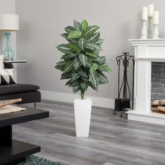 4ft. Zebra Plant in White Tower Planter {3}