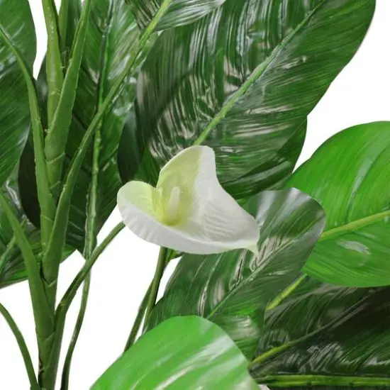 47.5" Green & White Artificial Tropical Peace Lily Spathe Potted Plant {3}